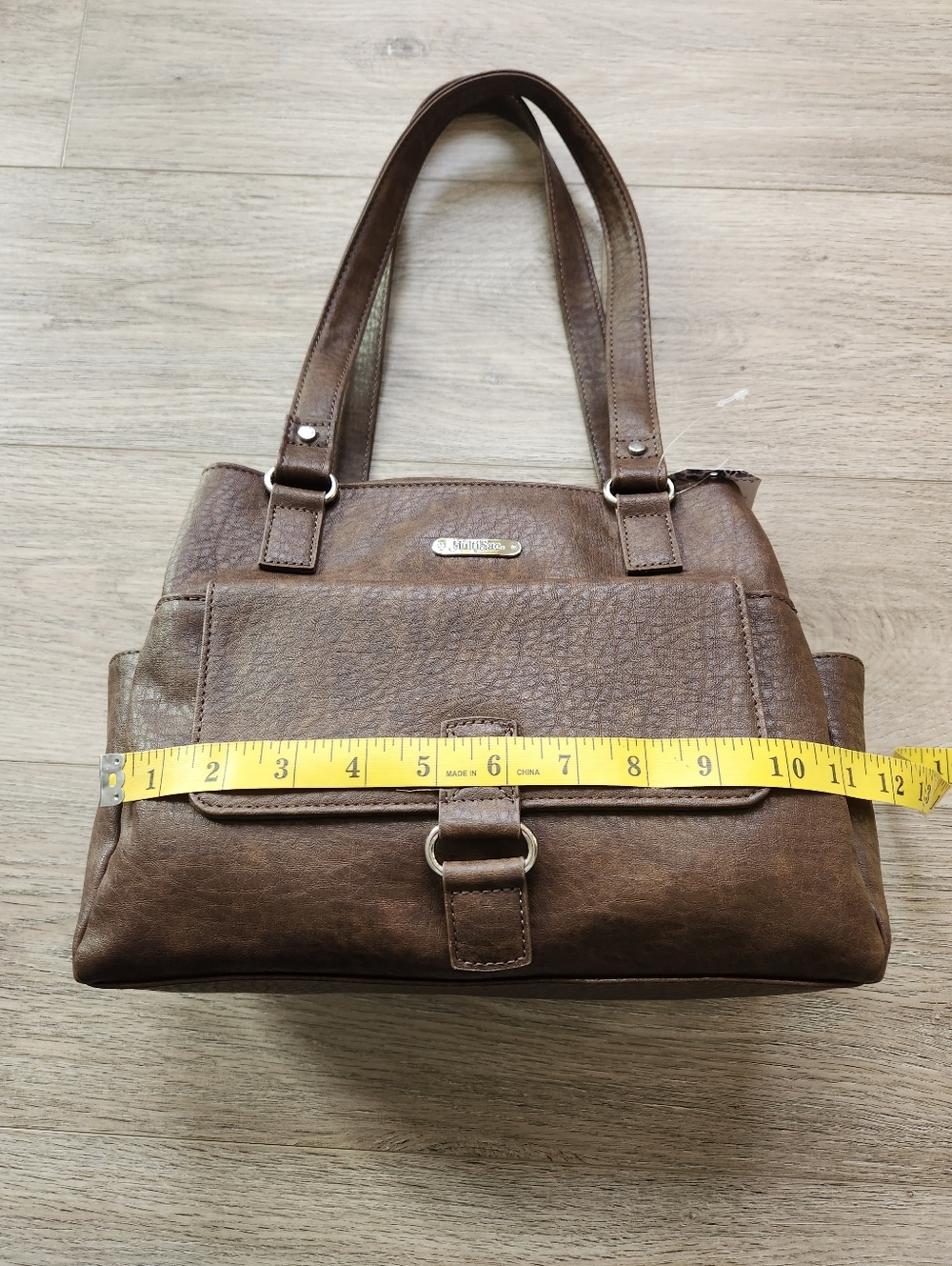 MultiSac Brown Nia Large Shopper Shoulder Purse Bag Faux Leather Nwt - Picture 15 of 15